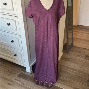 J. Jill M linen embroidered maxi dress